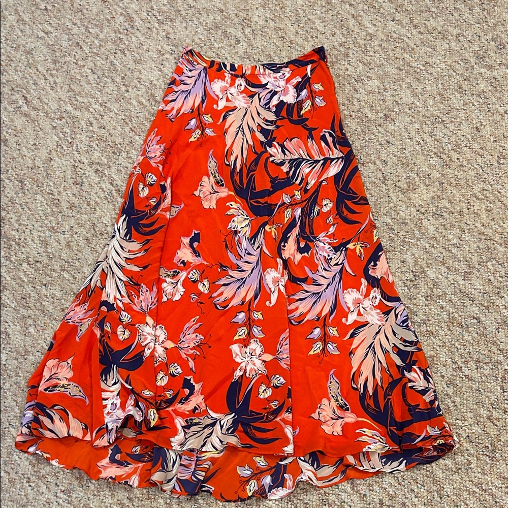 HD in Paris Red Floral A-Line Skirt